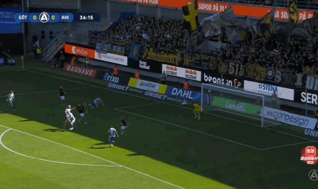 瑞典超半场：亨茨破门，哥德堡1-0索尔纳